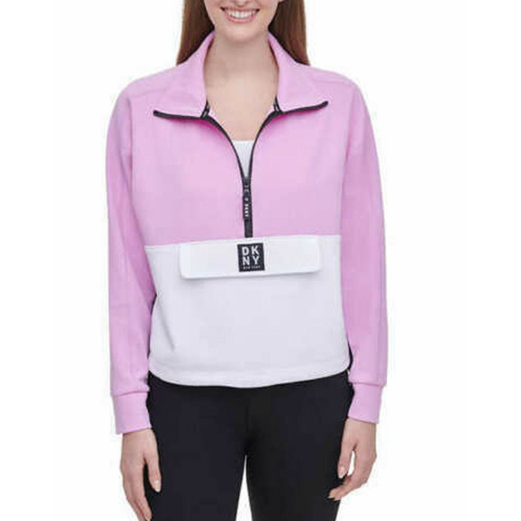 DKNY Sport Sweatshirt Womens M Medium Half Zip Pullover Colorblock Sweater - Picture 12 of 13